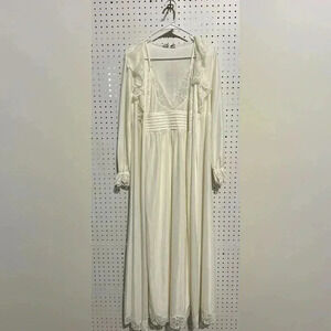 Petite Fleur Vintage Slip Dress and Duster Robe Peignoir Ensemble Set Sz 36/38